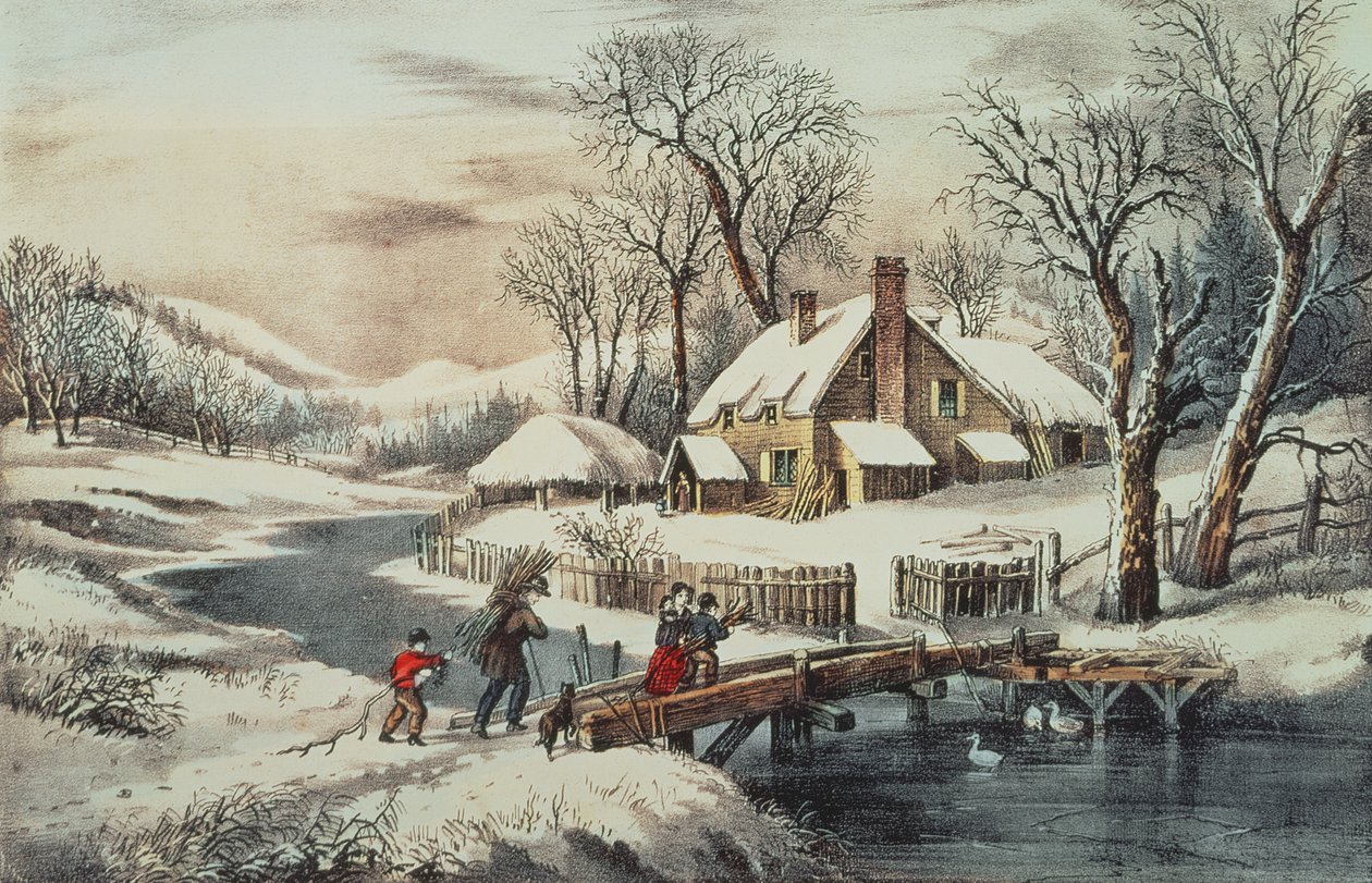 The Ingleside Winter, pub. készítette: Currier & Ives (nyomtatott) alkotó: N. Currier and Ives J.M.