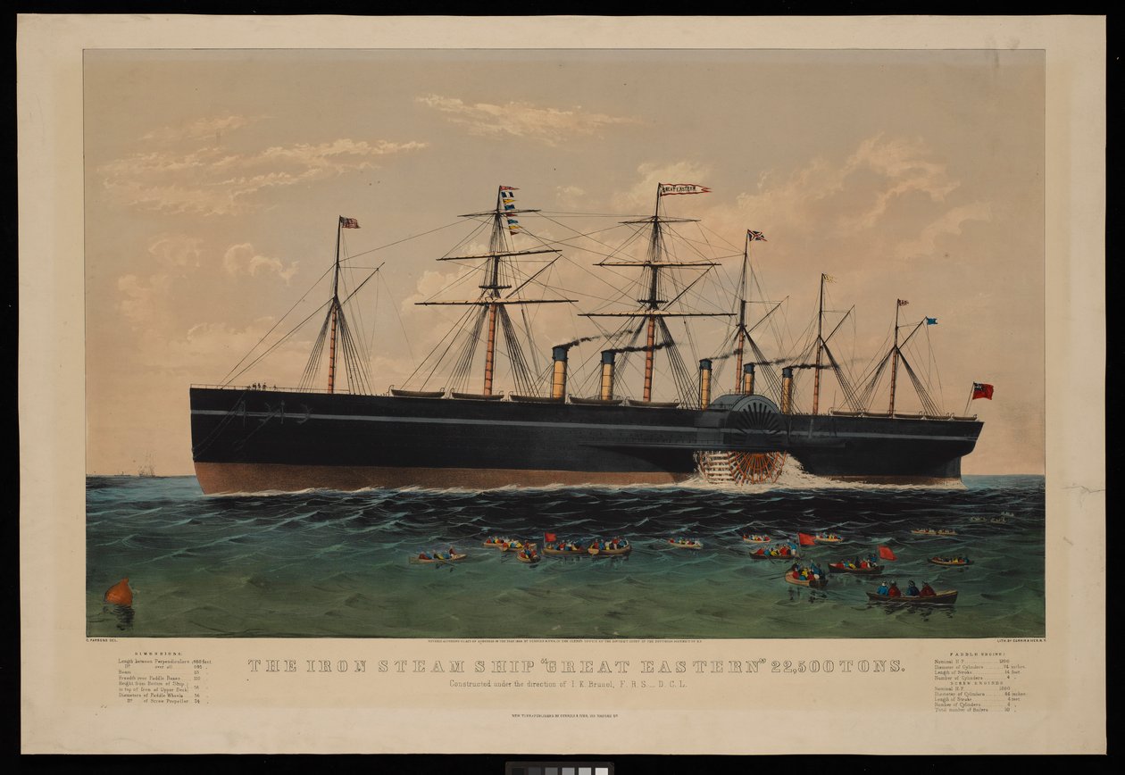 A Great Eastern vasgőzhajó... I. K. Brunel irányítása alatt épült... alkotó: N. and Ives J.M. (1824 95) Currier