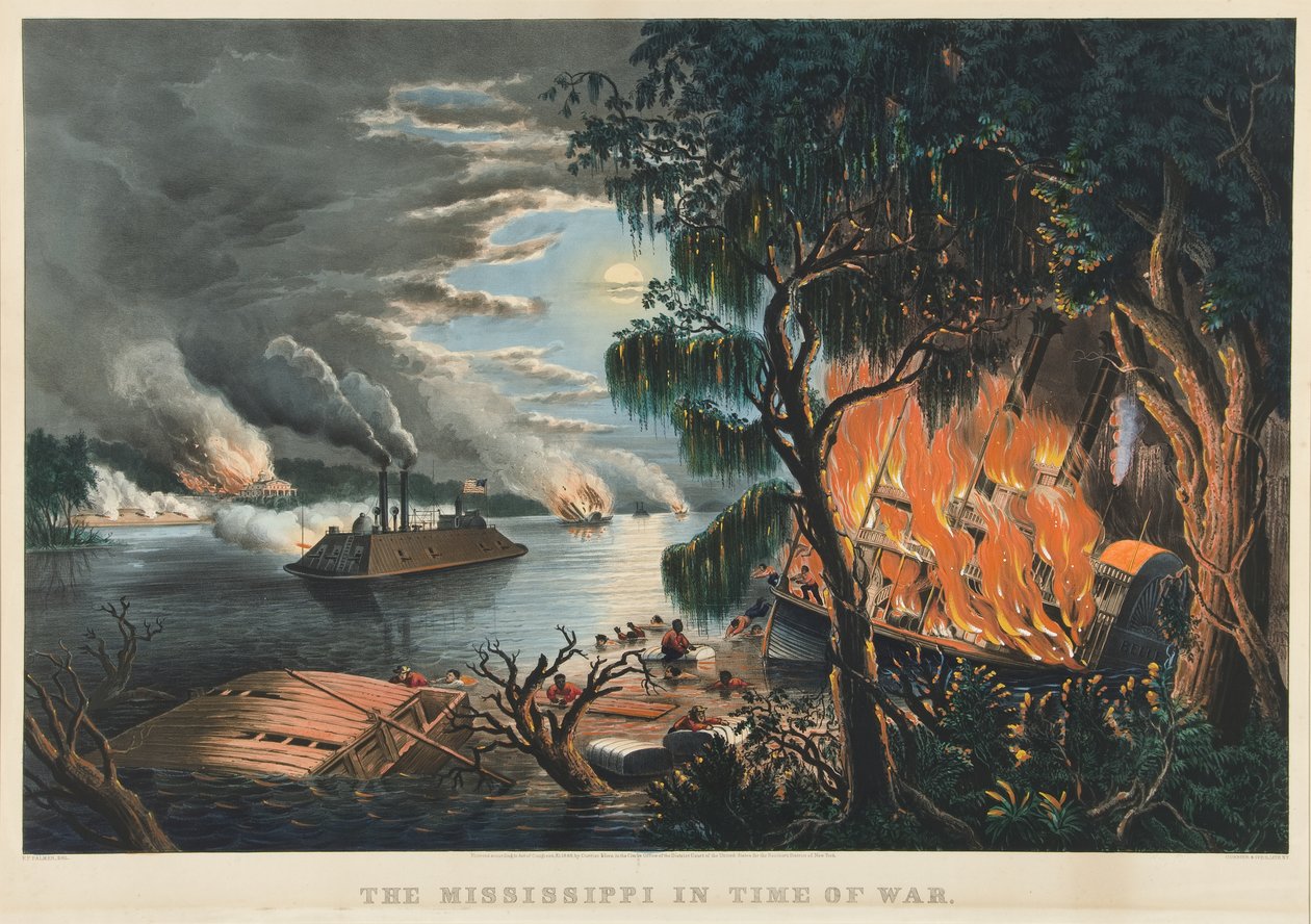Mississippi háború idején alkotó: Currier and Ives