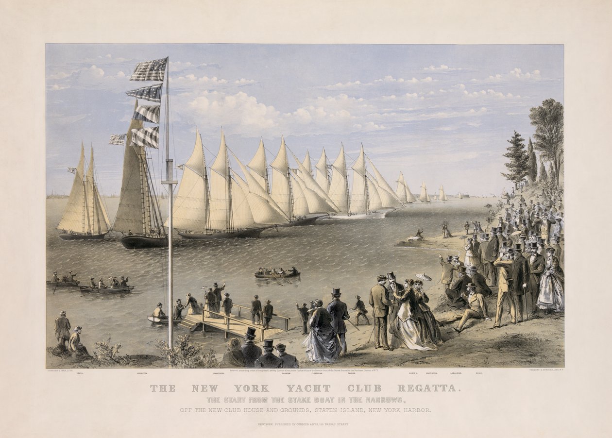 A New York-i Yacht Club Regatta alkotó: Currier and Ives