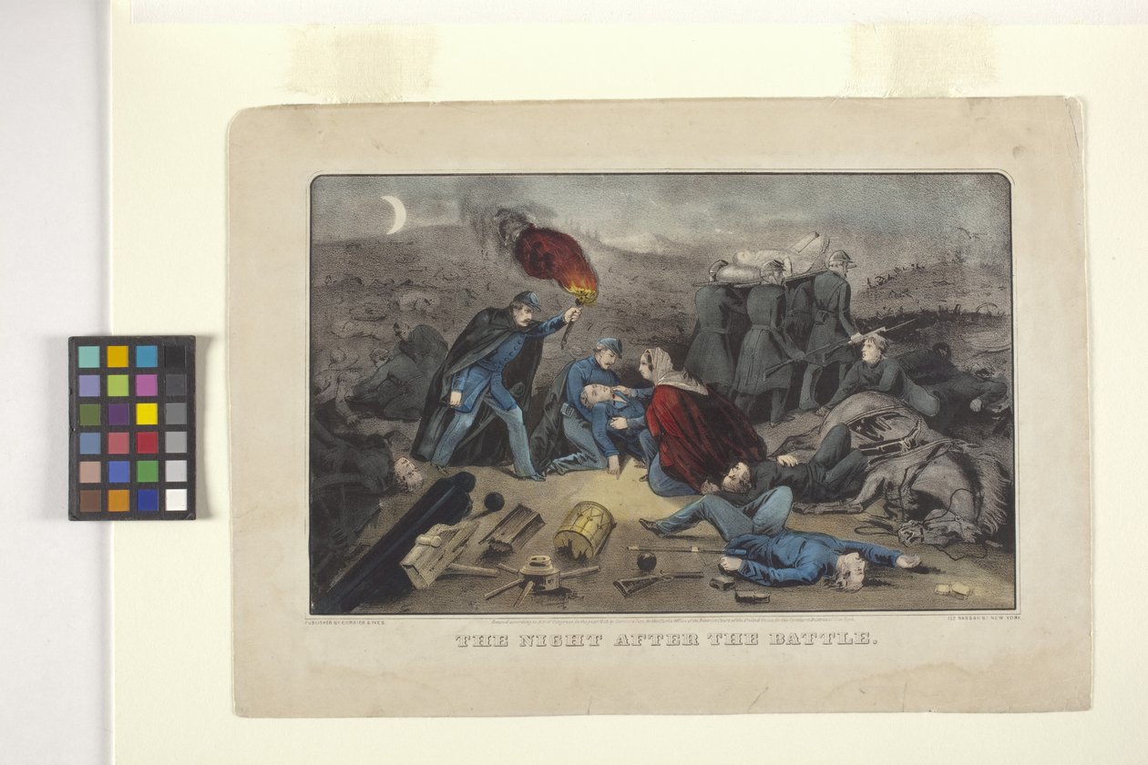 A csata utáni éjszaka (kézzel színezett litográfia) alkotó: N. and Ives J.M. (1824 95) Currier