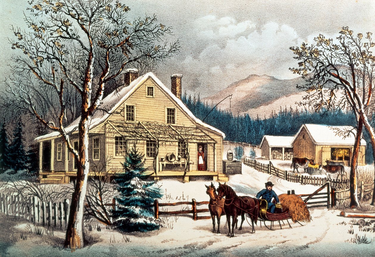 A régi parasztház, kocsma. szerző: Currier & Ives alkotó: N. Currier and Ives J.M.