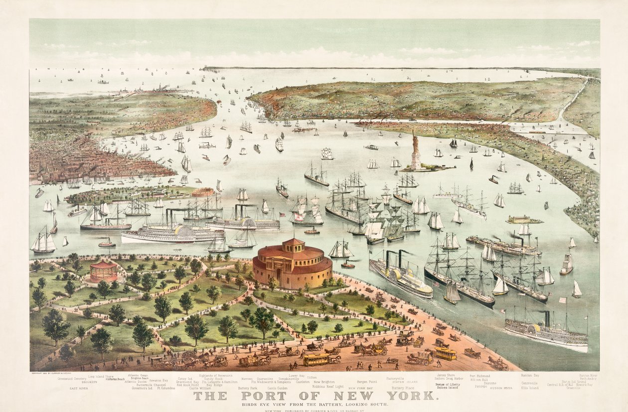 A New York-i kikötő – Currier & Ives alkotó: Currier and Ives