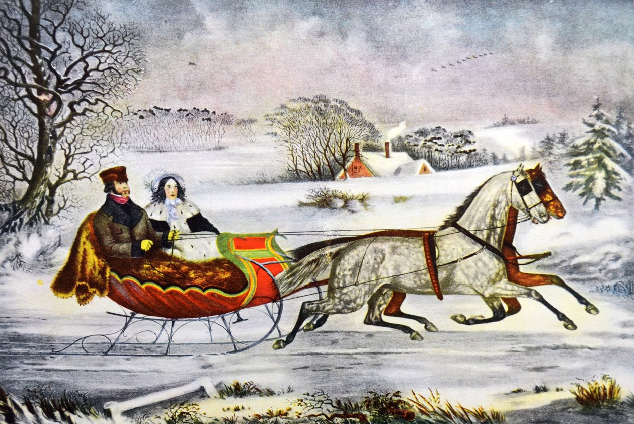 Az út, tél alkotó: Currier and Ives
