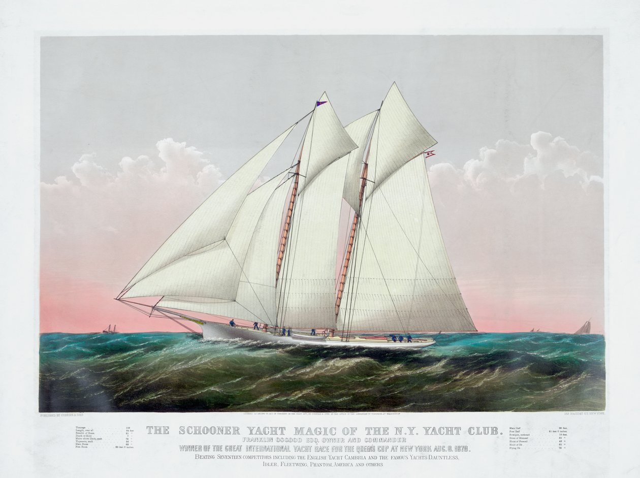 A New York-i Yacht Club Schooner Magic-je, Currier & Ives alkotó: Currier and Ives