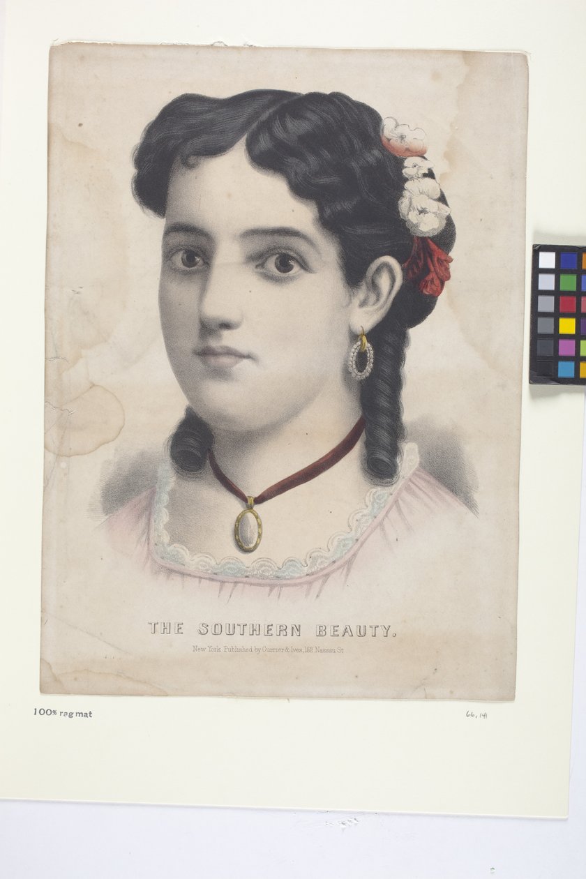 A déli szépség (kézzel színezett litográfia) alkotó: N. and Ives J.M. (1824 95) Currier