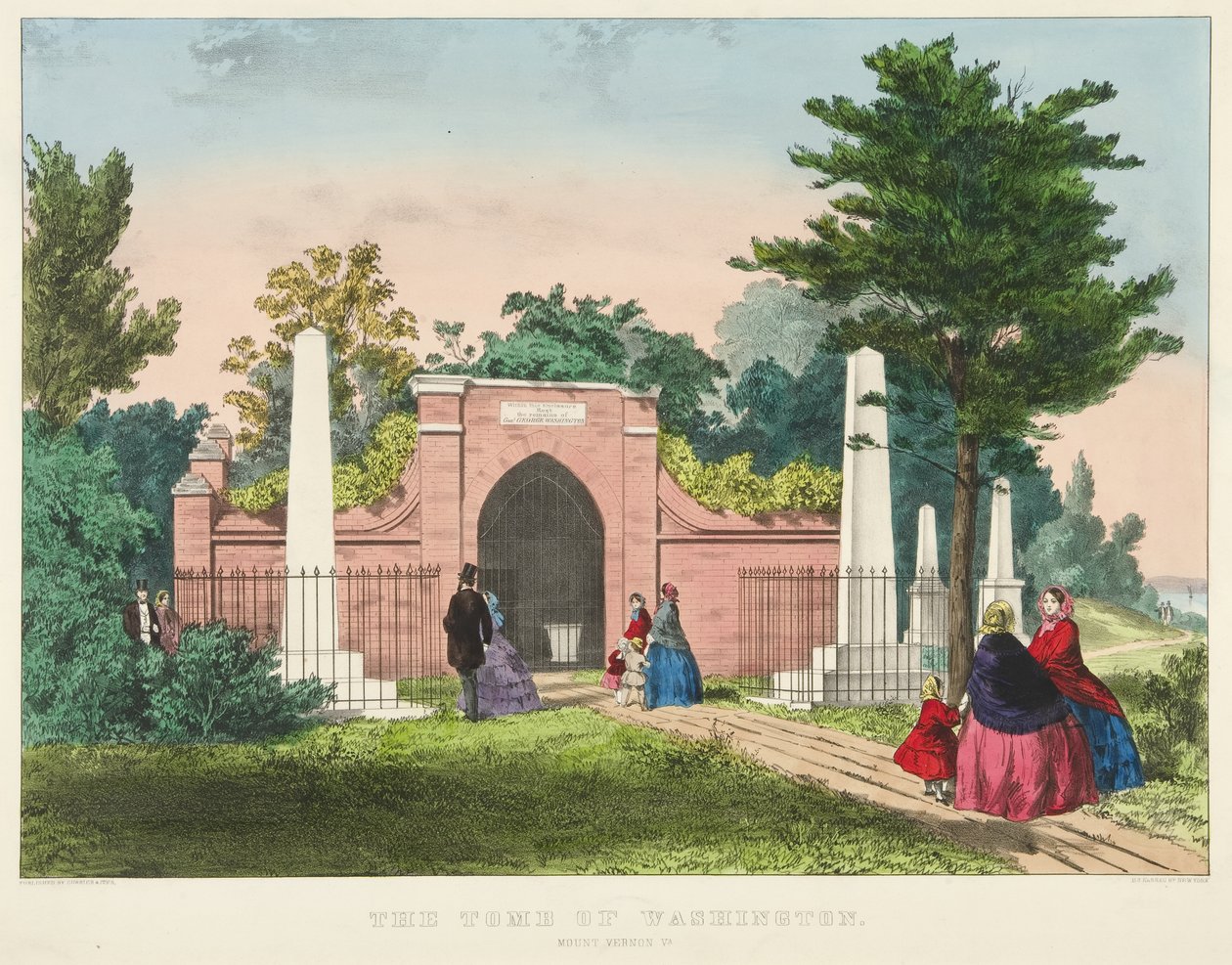 Washington sírja, Mount Vernon, Virginia (színes litográfia) alkotó: Currier and Ives