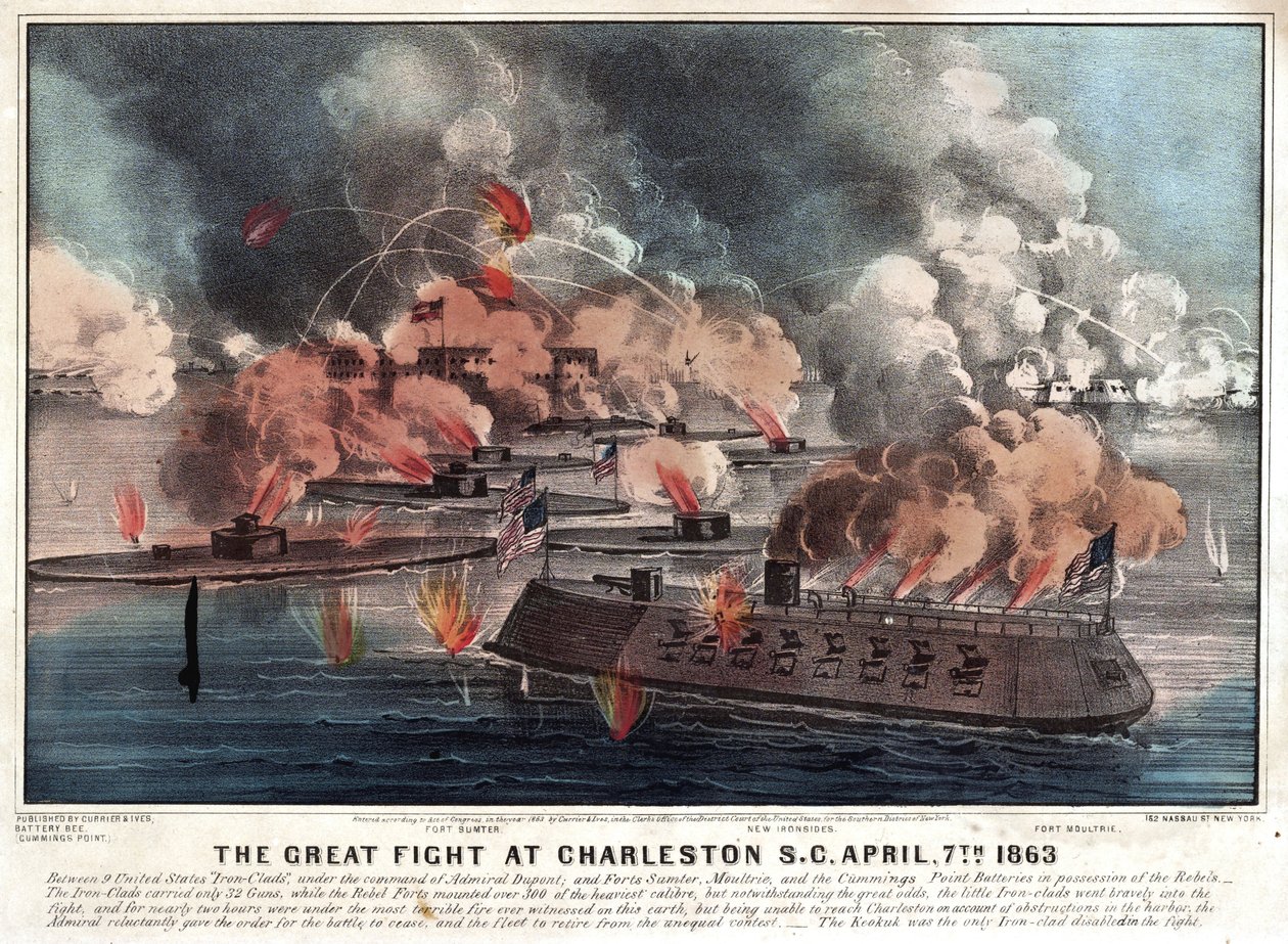 A nagy harc Charleston S.C.-ben, 1863. április 7 alkotó: Currier and Ives
