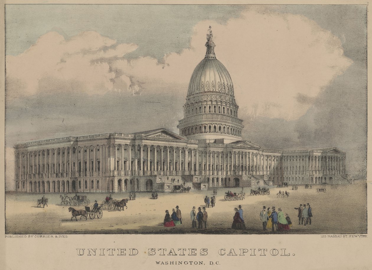 Egyesült Államok Capitolium, Washington, D.C. 1872 (színes litográfia) alkotó: Currier and Ives