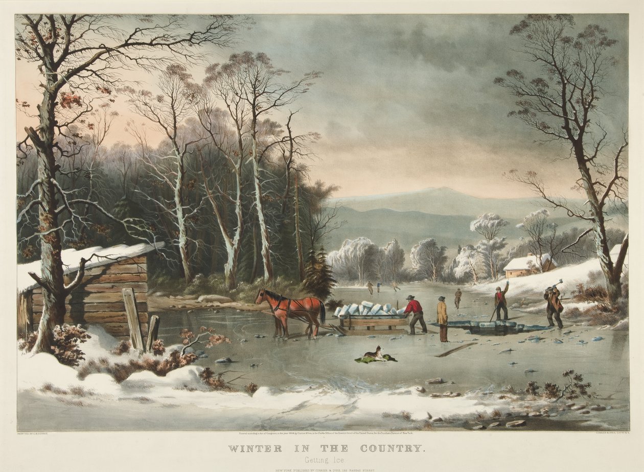 Tél a vidéken, jegesedés alkotó: Currier and Ives