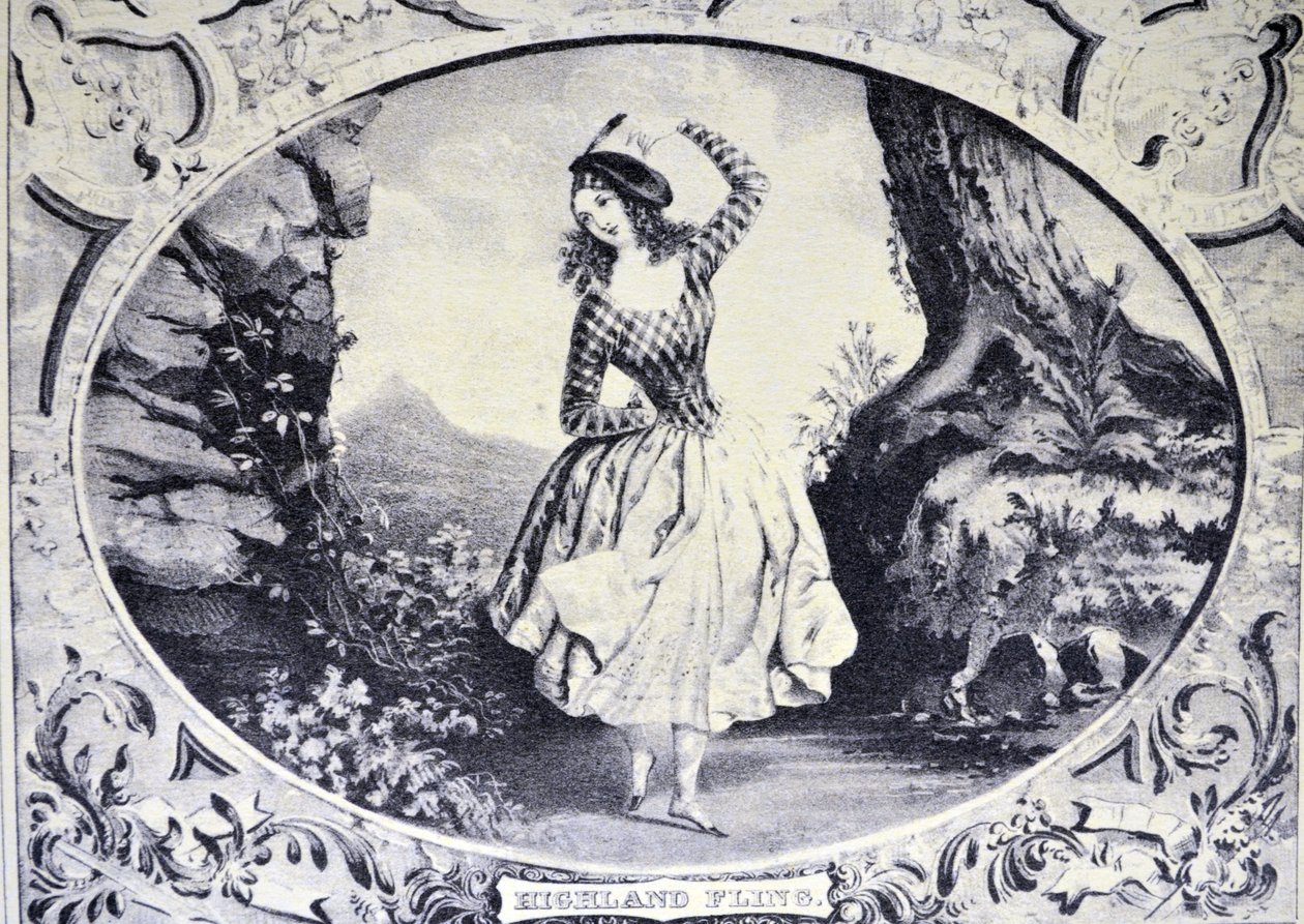 Currier & Ives illusztráció 19. század. Highland Fling alkotó: N. and Ives, J.M. Currier