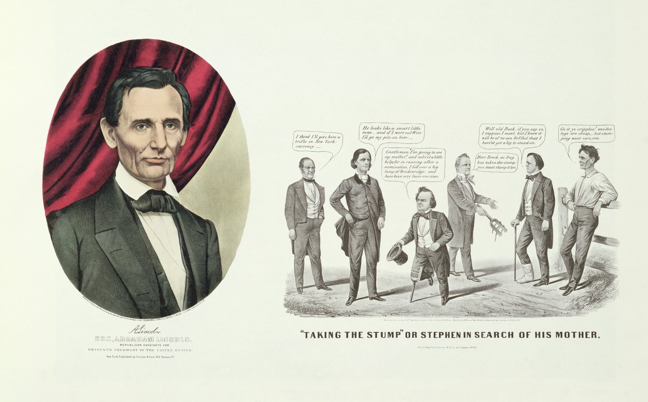 Hon. Abraham Lincoln, az Egyesült Államok 16. elnöke, 1860 alkotó: N. and Ives, J.M. Currier