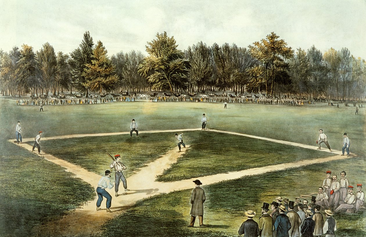 The American National Game of Baseball - Grand Match at Elysian Fields, Hoboken, NJ, 1866 (lásd 32902) alkotó: N. and Ives, J.M. Currier