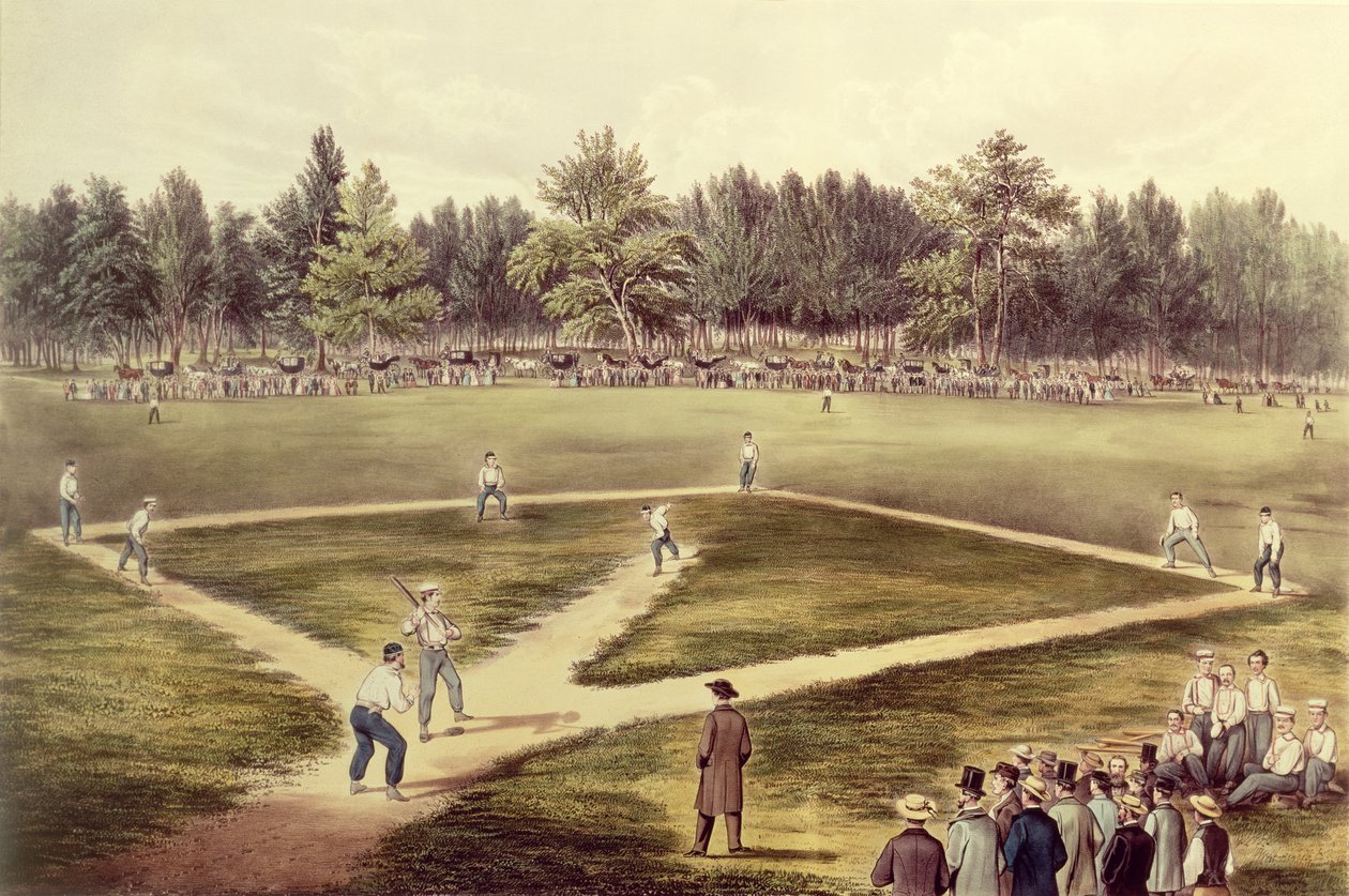 The American National Game of Baseball - Grand Match at Elysian Fields, Hoboken, NJ, 1866 (lásd még 159490) alkotó: N. and Ives, J.M. Currier
