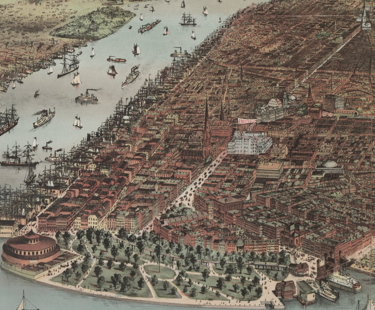 New York városa (részlet), 1883 alkotó: N. and Ives, J.M. Currier