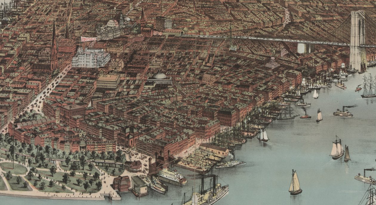 New York városa (részlet), 1883 alkotó: N. and Ives, J.M. Currier