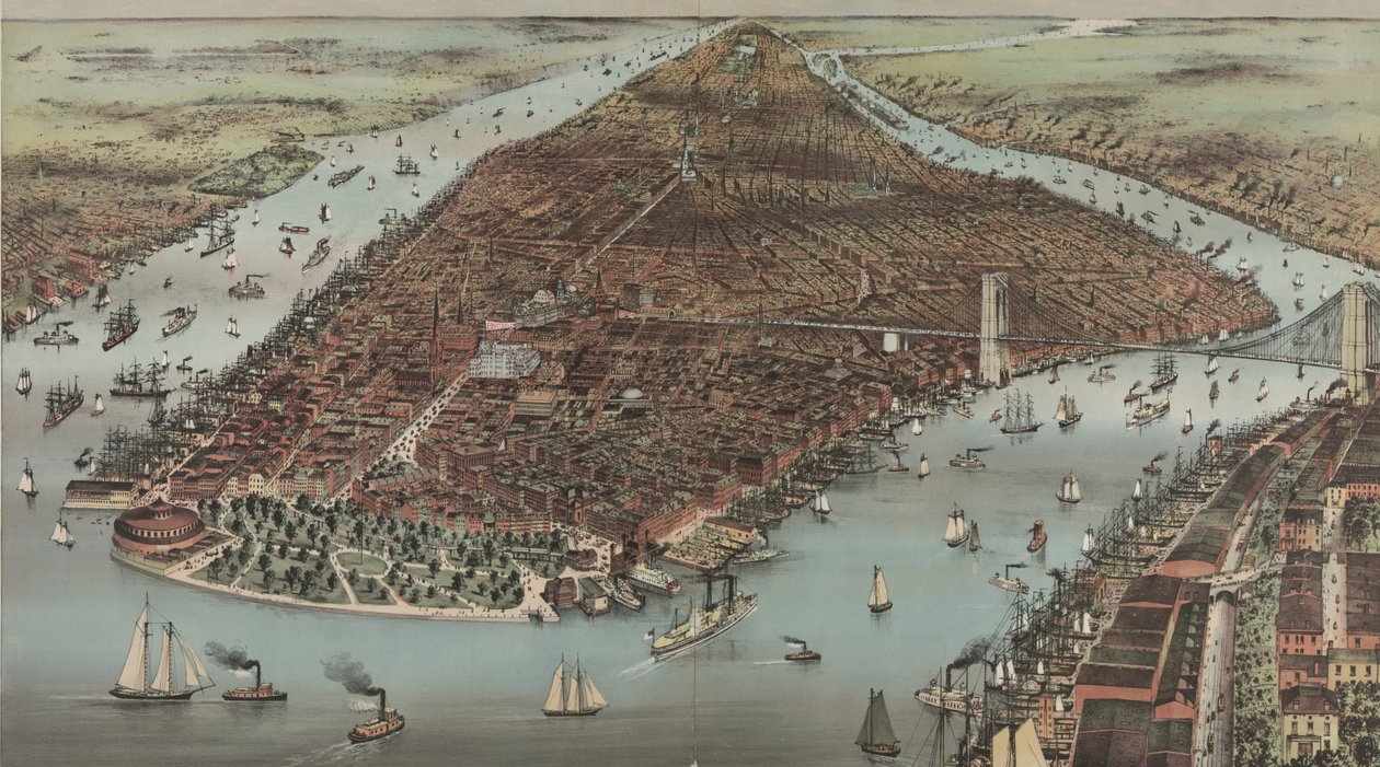 New York városa, 1883 alkotó: N. and Ives, J.M. Currier