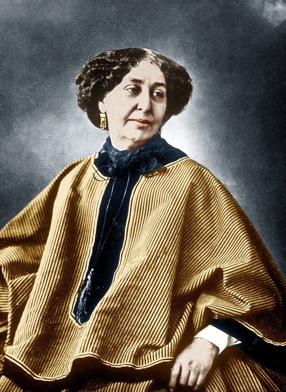 George Sand francia író (Aurore Dupin 1804-1876) 1864, fotó: Nadar, színes dokumentum alkotó: Nadar
