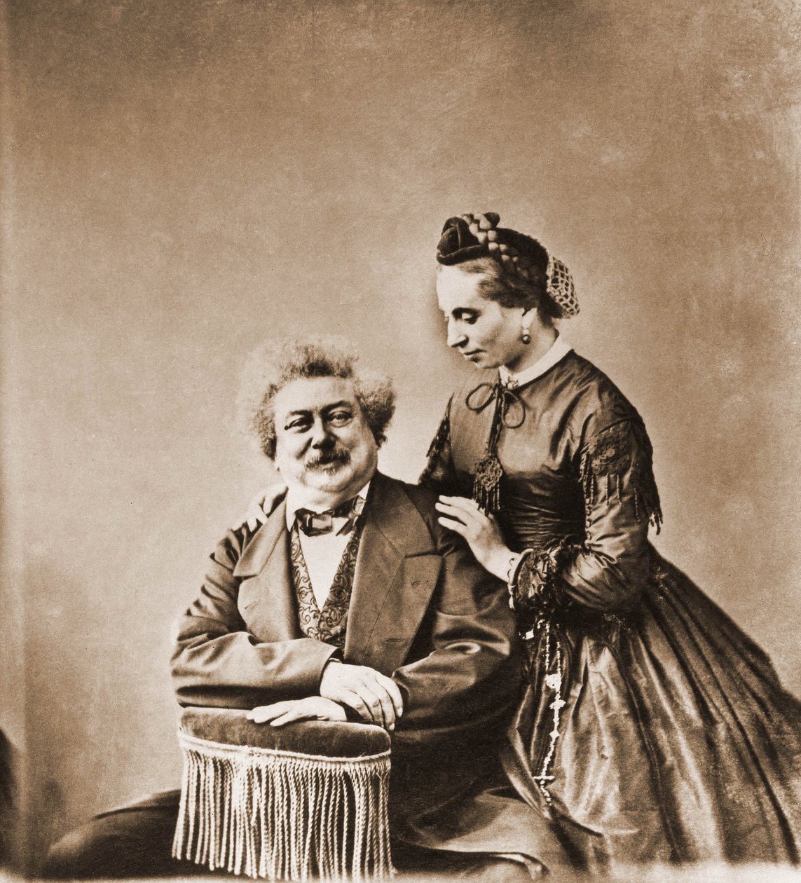 Alexandre Dumas pere, 1802-1870 regényíró és lánya, Marie Dumas 1831-1878 portréja (fotó) alkotó: Nadar