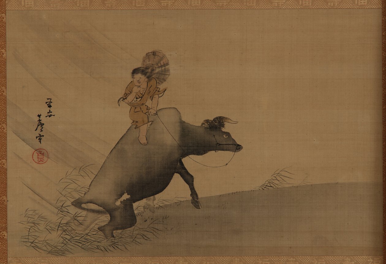 Herdboy egy vízibivalyon egy esőben, Edo-korszak, 18. század vége. alkotó: Nagasawa Rosetsu