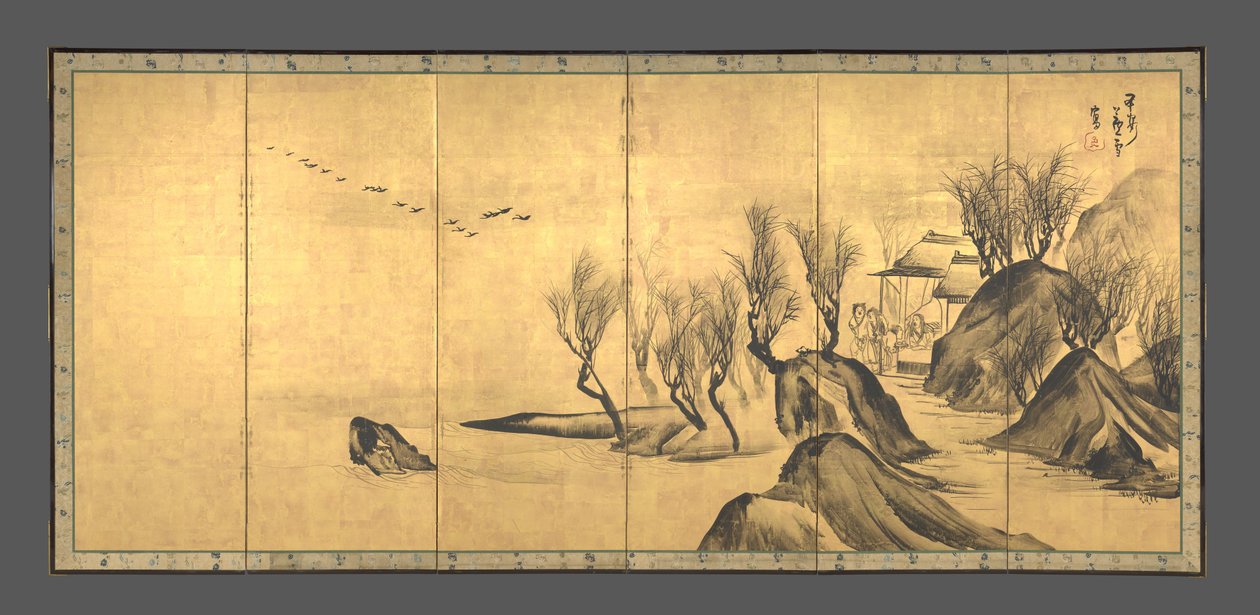 Tájképek Su Shi és Tao Qian kínai írástudókkal alkotó: Nagasawa Rosetsu