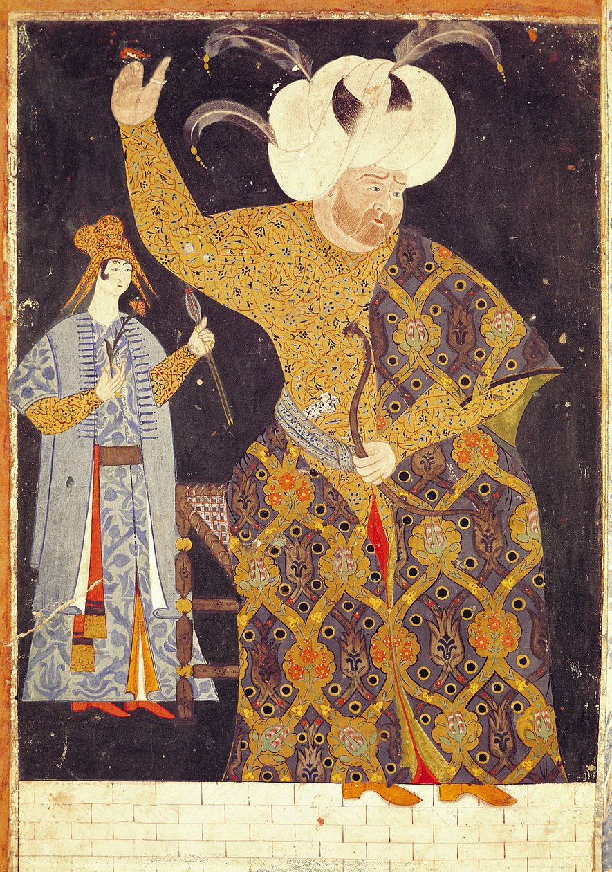 II. Szelim szultán (1524-74) portréja íjjal és nyíllal tüzel alkotó: Nakkep, called Nigari Reis Haydar