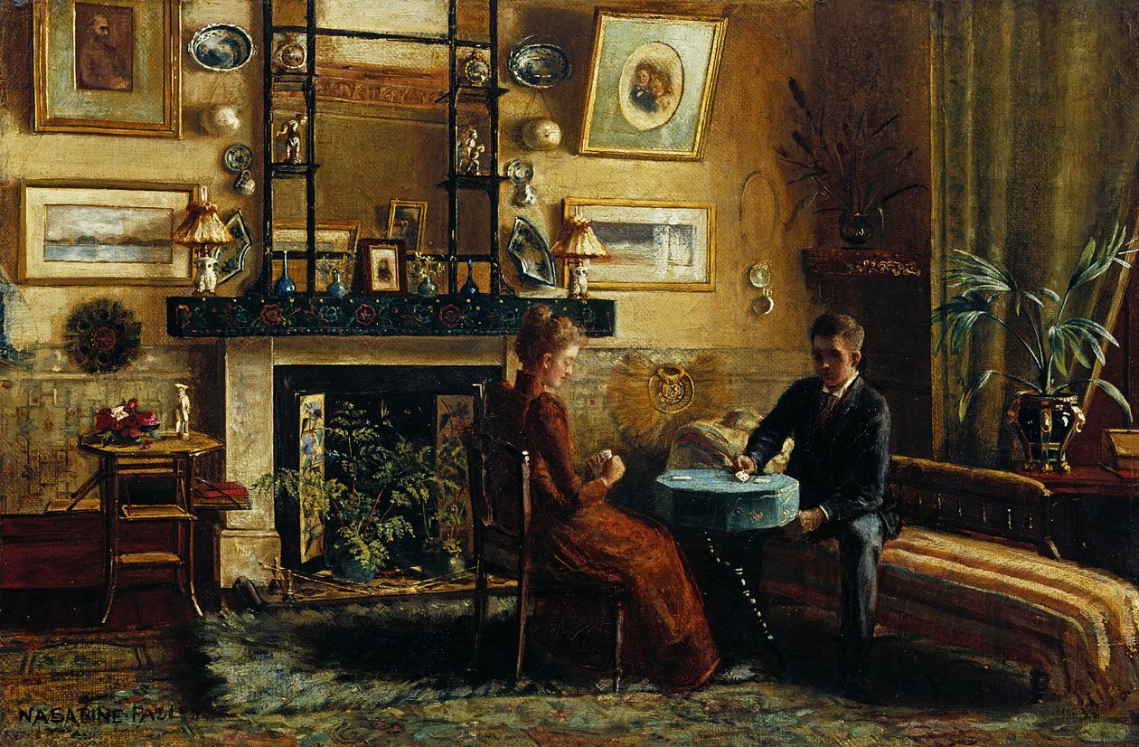 Belső tér néhány játékkártyával, 1887-91 alkotó: Nancy A. Sabine Pasley