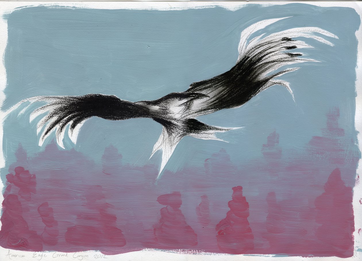 Canyon Eagle, 2014, (guache és faszén papíron) alkotó: Nancy Moniz Charalambous