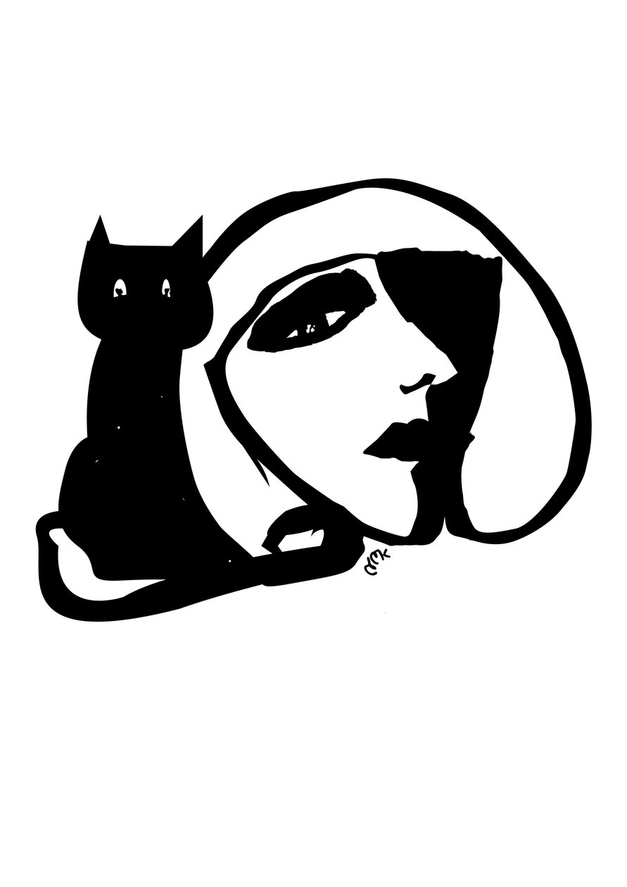 Catty Monday Cat, 2021 (Tinta a kártyán) alkotó: Nancy Moniz Charalambous