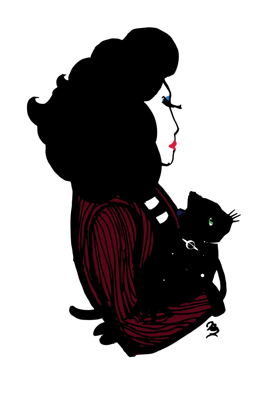 Galaxy Thursday Cat, 2021 (tinta, kártya) alkotó: Nancy Moniz Charalambous