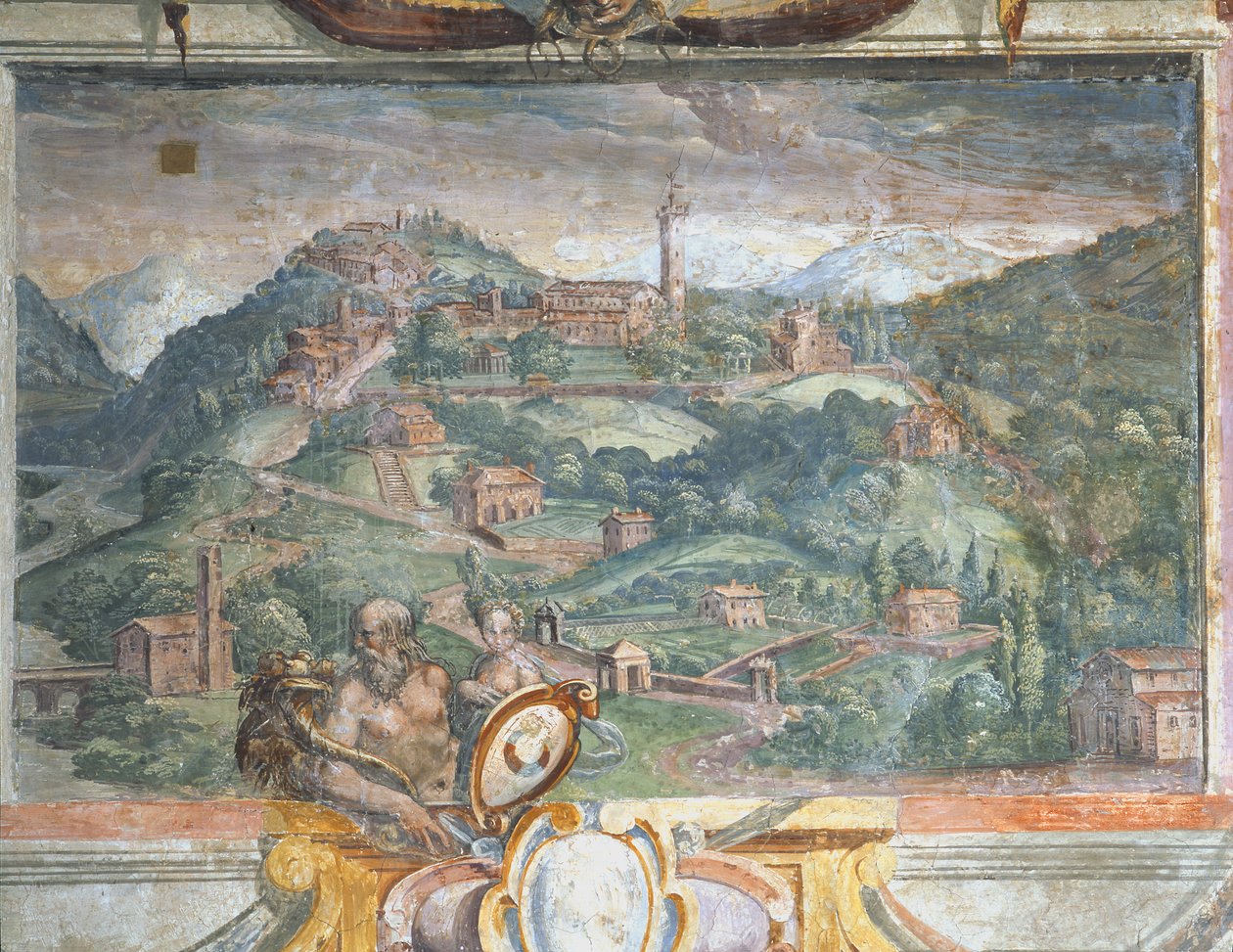 Hálószoba, a Medici-uralom alatti városokat ábrázoló fríz részlete, Fiesole, 1564-75 alkotó: Bartolomeo Ammannati