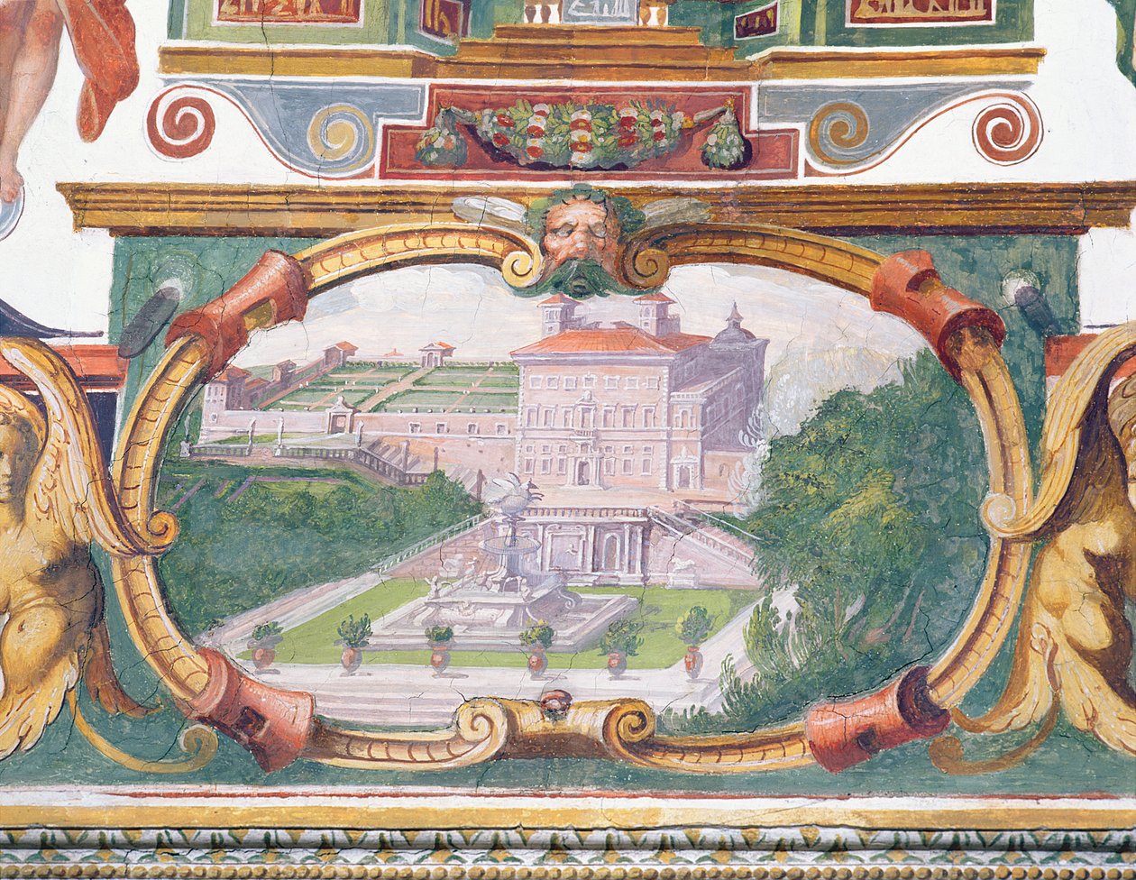 Francesco deMedici Studiolo-tanulmánya 1541-87 részlet az egyik Medici-villát, annak kertjét és szökőkútját ábrázoló fríz-dísz részlete, 1564-75 freskó alkotó: Bartolomeo Ammannati