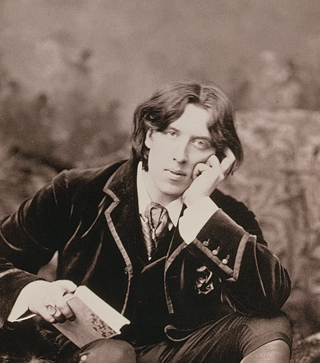 Oscar Wilde portréja 1854-1900, 1882 bw fotórészlet a 87436-ról alkotó: Napoleon Sarony