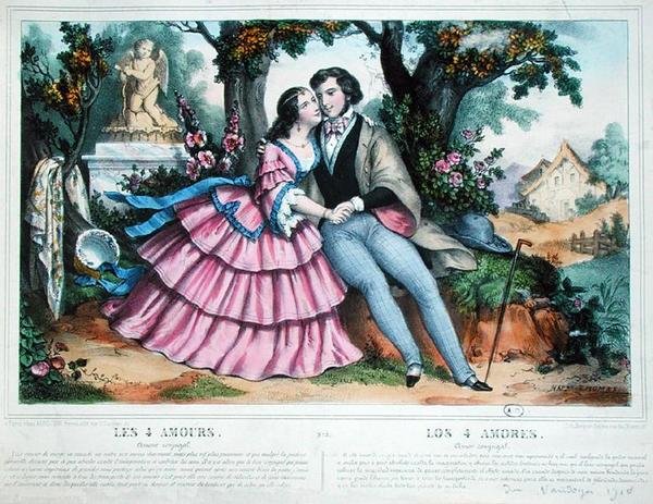 A négy szerelem, a házastársi szerelem (színes litográfia) alkotó: Napoleon (after) Thomas