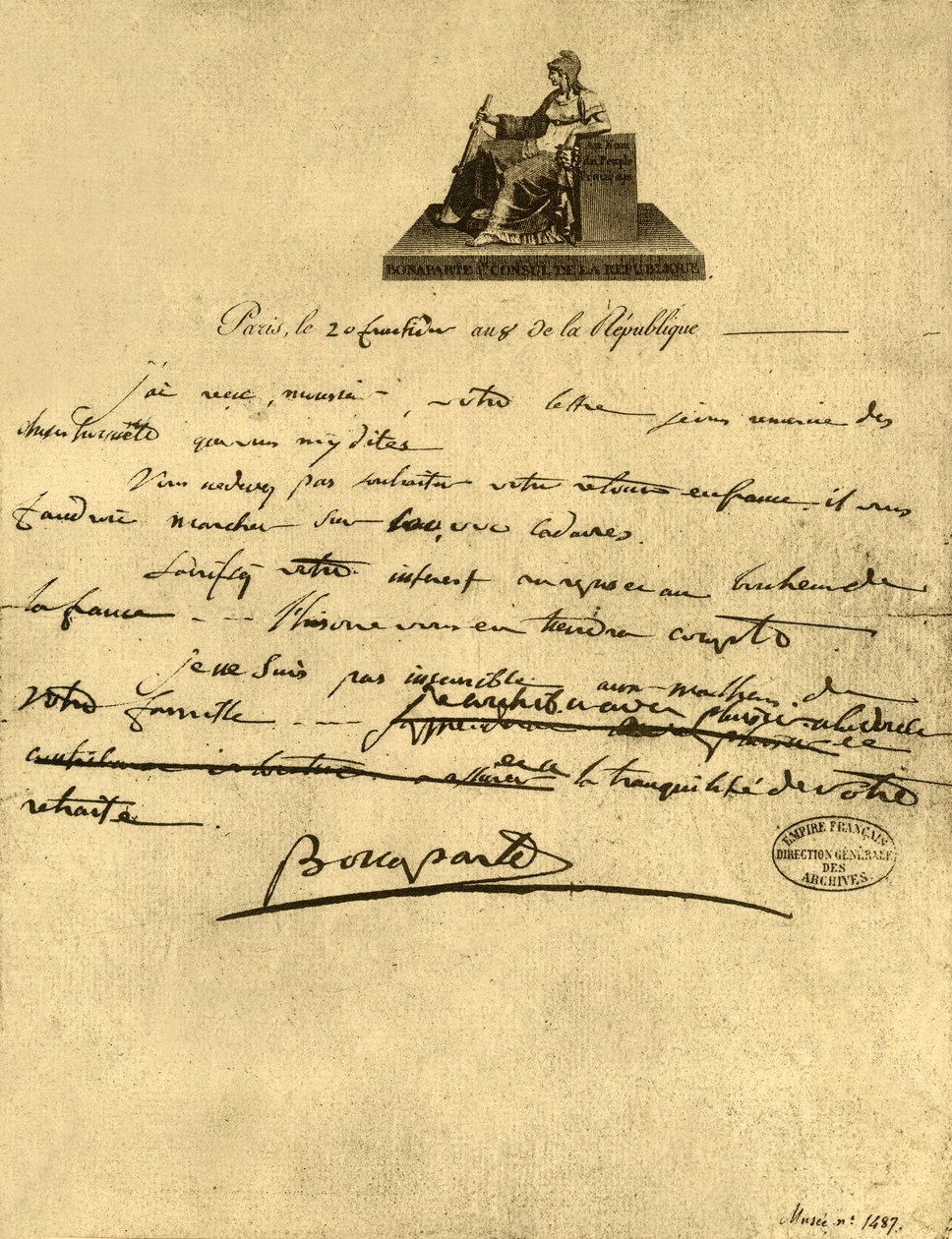 Napóleon Bonaparte első konzul levele Provence grófjához, 1800. szeptember 6-án, 1921. alkotó: Napoleon Bonaparte I