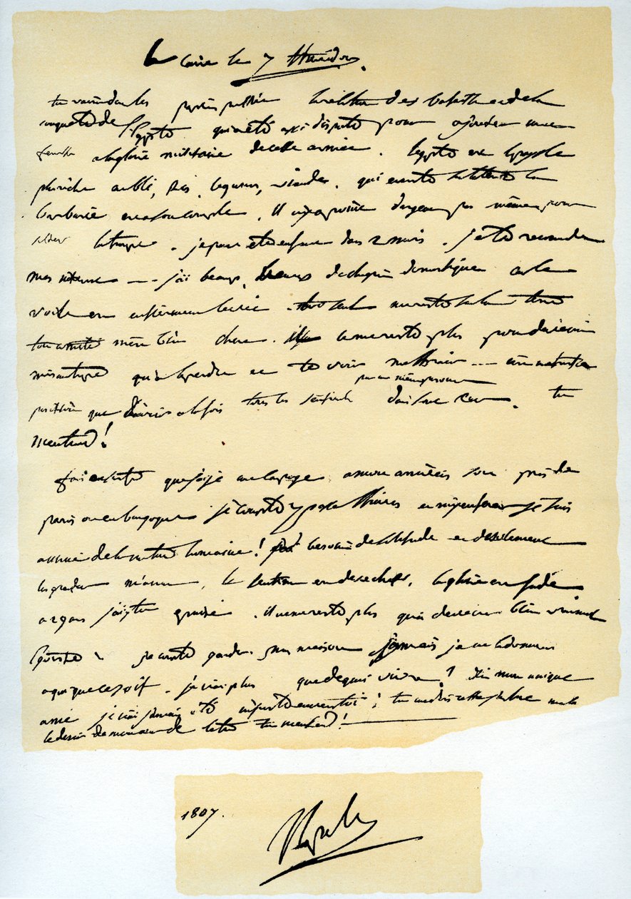 Bonaparte Napóleon levele testvérének, Josephnek, 1798. július 25-én. alkotó: Napoleon Bonaparte I