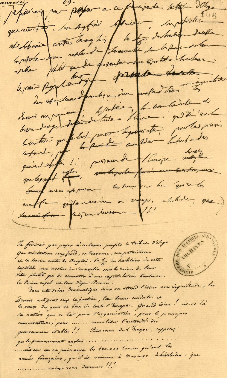 Szövegvázlat a Le Moniteur Universelben, 1801. április 16-án, 1921. alkotó: Napoleon Bonaparte I