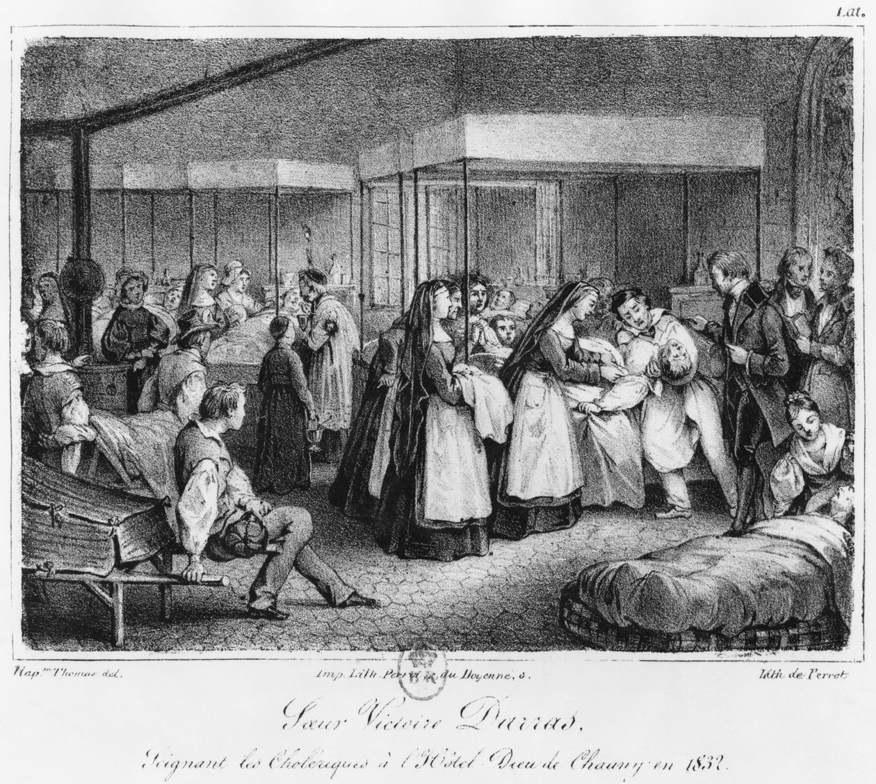 Victoire Darras nővér a kolera áldozatainak ápolása a Chauny-i Hotel-Dieu-ben, 1832. alkotó: Napoleon Thomas