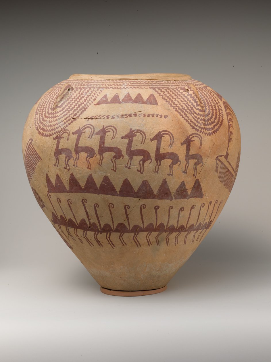 Állatokkal díszített edényedény (festett kerámia) alkotó: Naqada II Period Egyptian