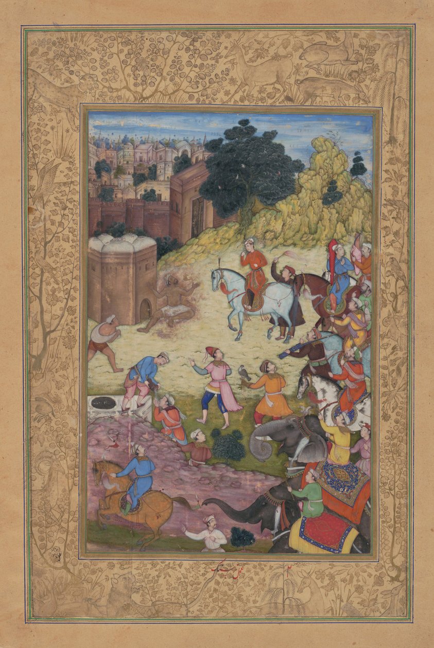 Egy fürdőőrt megemészt a szerelme iránti szenvedély, Folio egy khamszából..., 1597-98. alkotó: Nar Singh