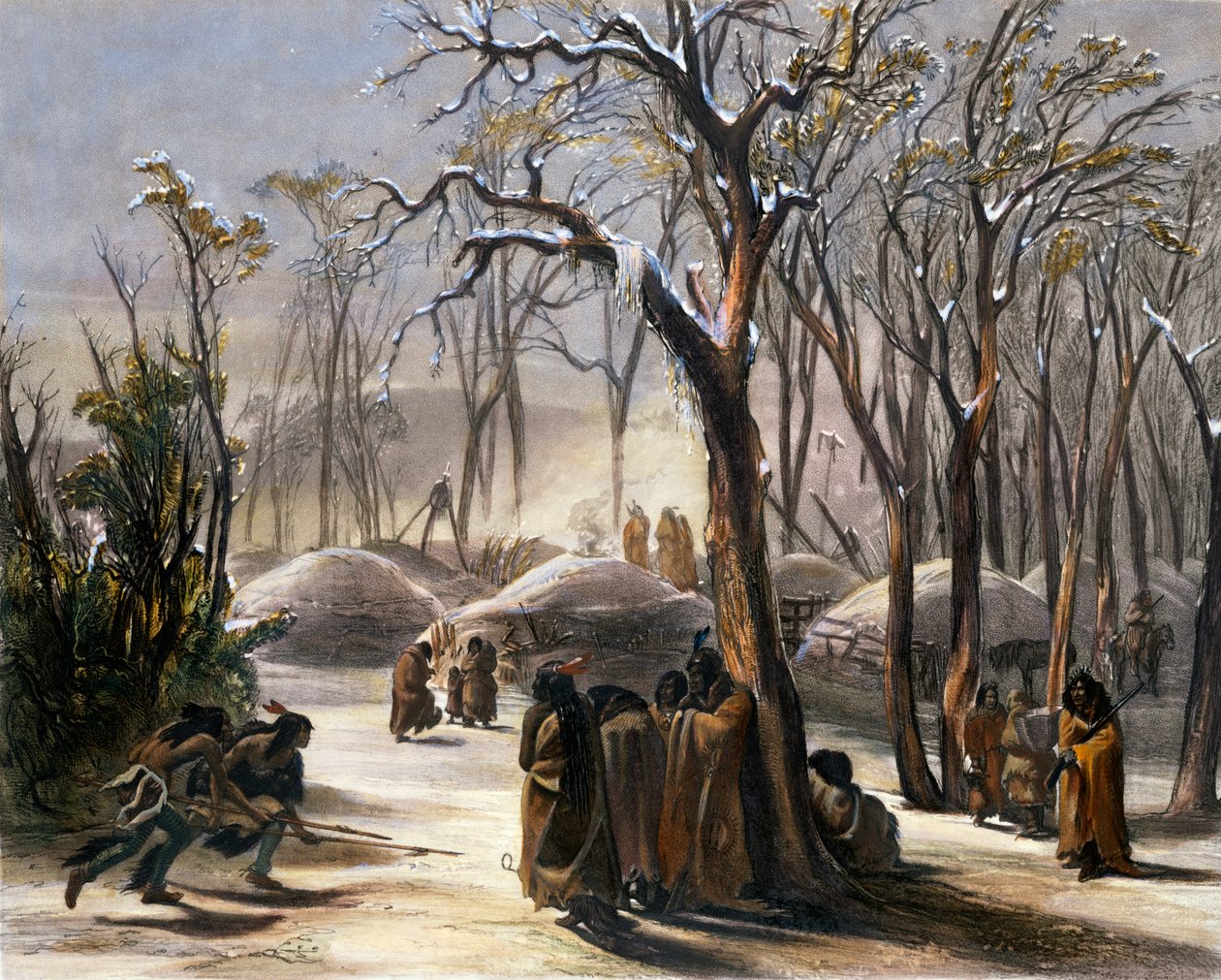 „Minatárok téli faluja”, 1843 alkotó: Narcisse Desmadryl