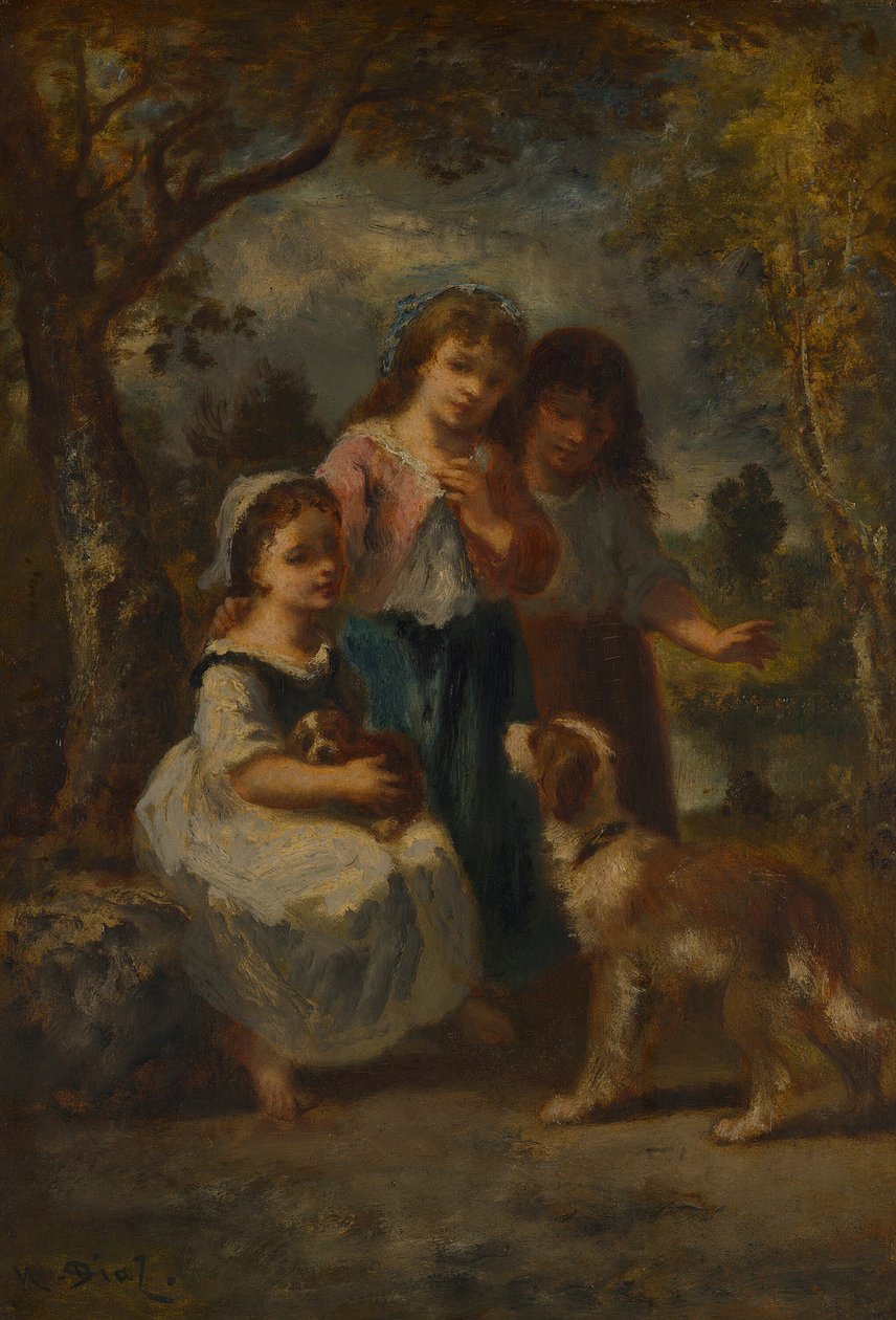 Három kislány c. 1870. alkotó: Narcisse Virgile Diaz de la Peña
