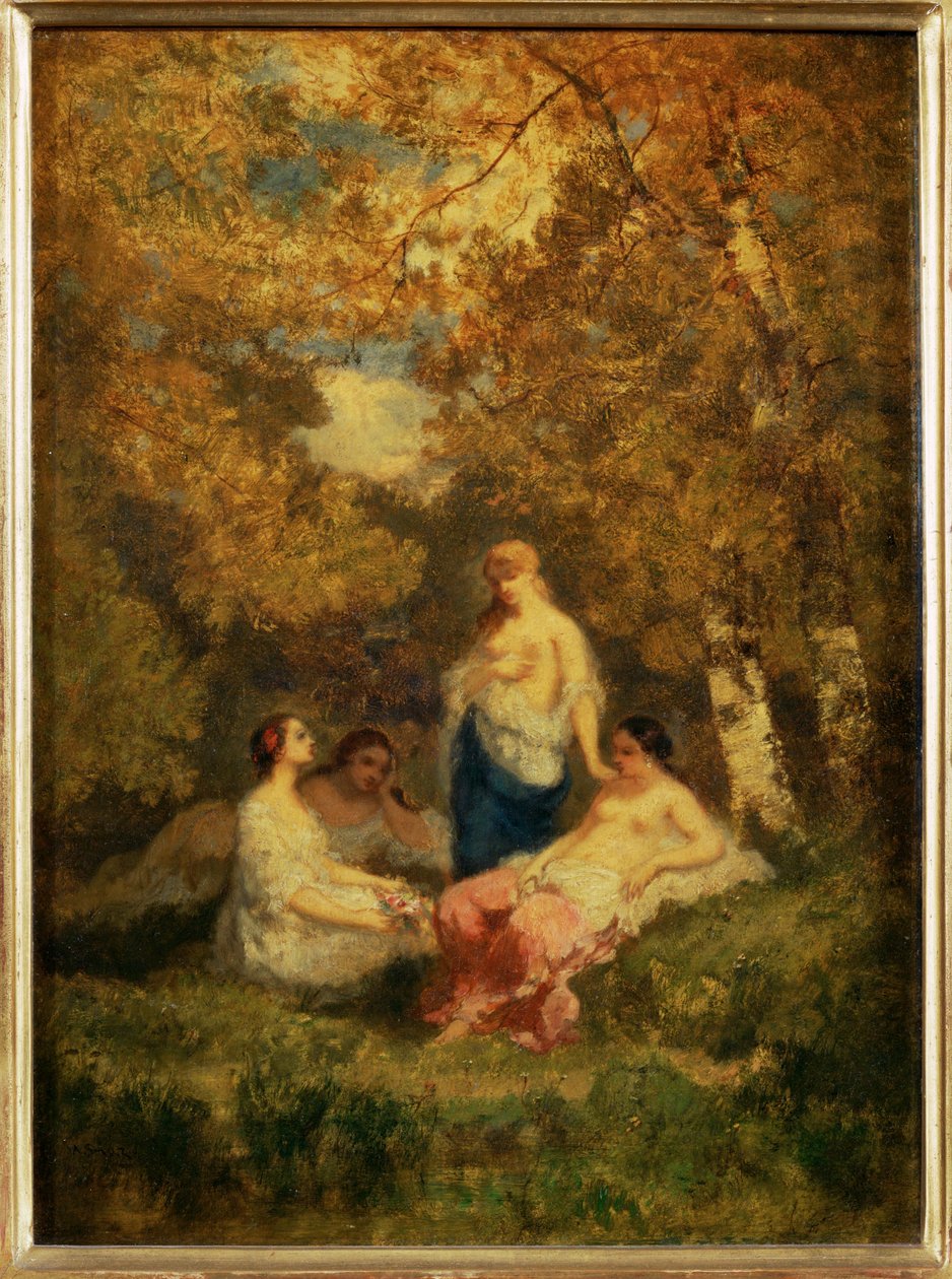 Quatre filles au repos dans la foret - Négy lány pihen a ... alkotó: Narcisse Virgile Diaz de la Peña