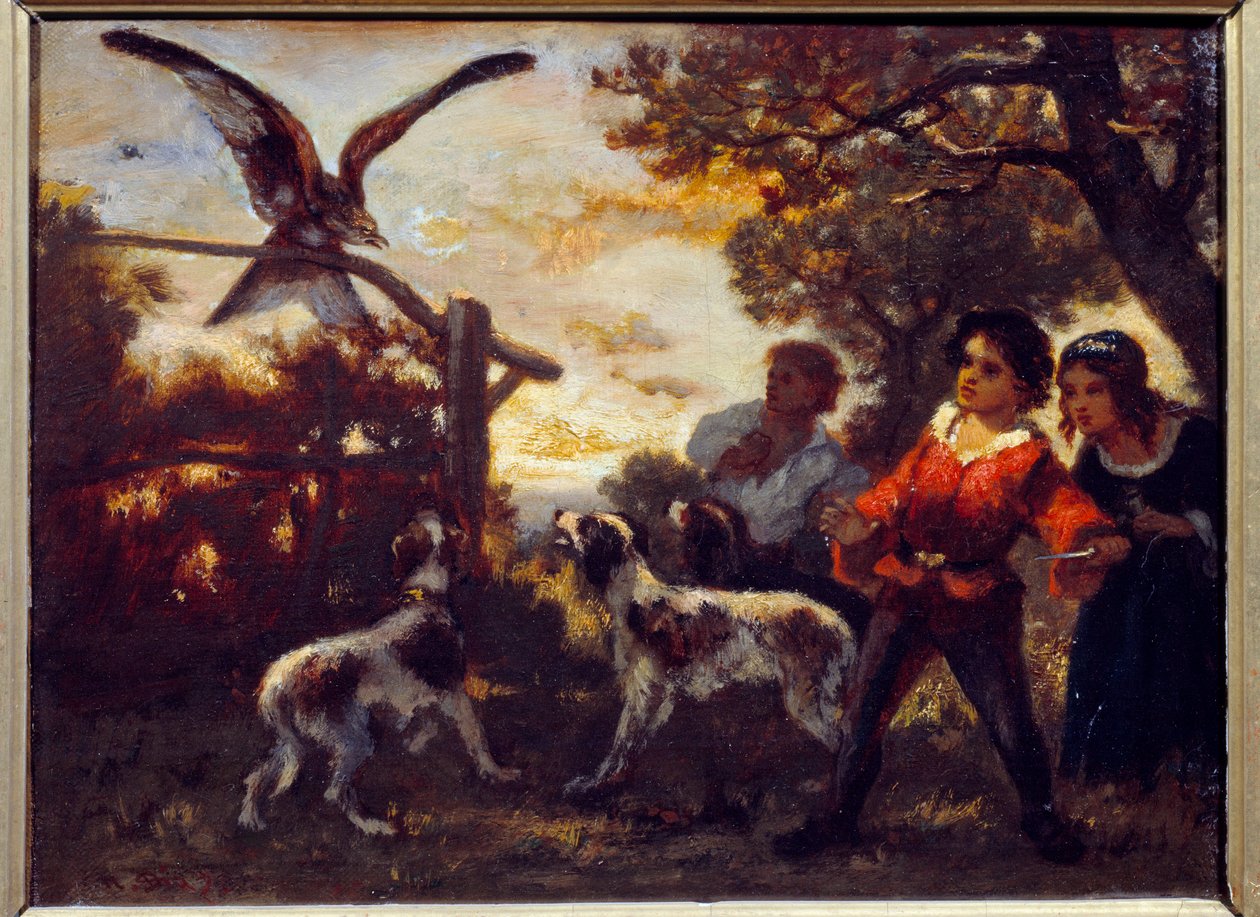 A sólyomgyerekek. Diaz De La Pena (1807-1876) festménye alkotó: Narcisse Virgile Diaz de la Peña