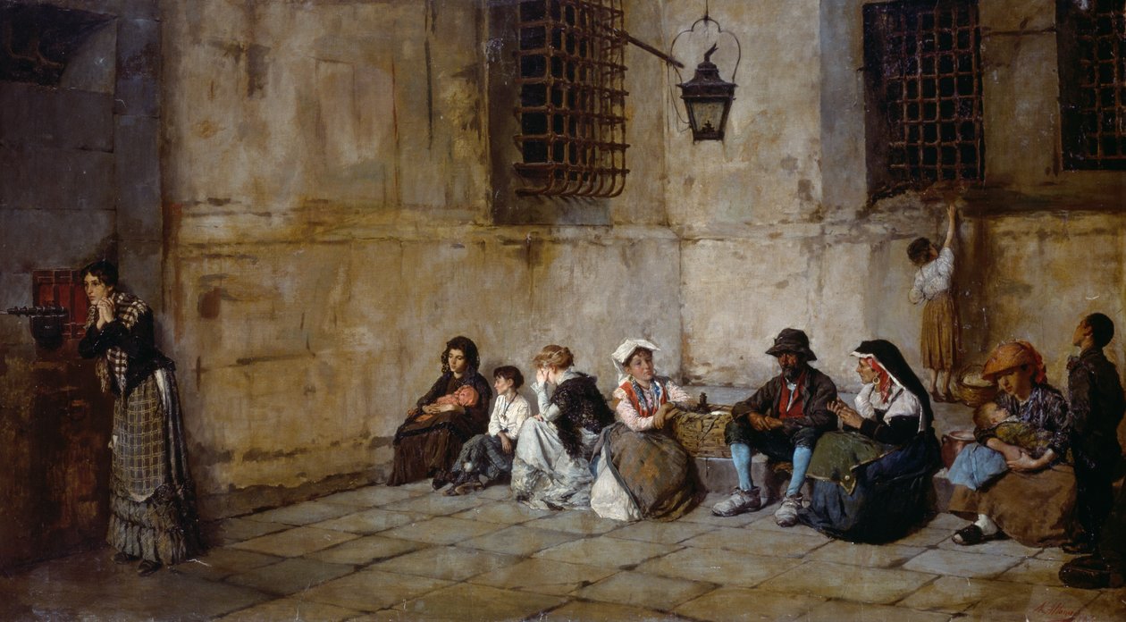 A várakozás, a foglyok rokonai, Natale Attanasio (1846-1923) alkotó: Natale Attanasio