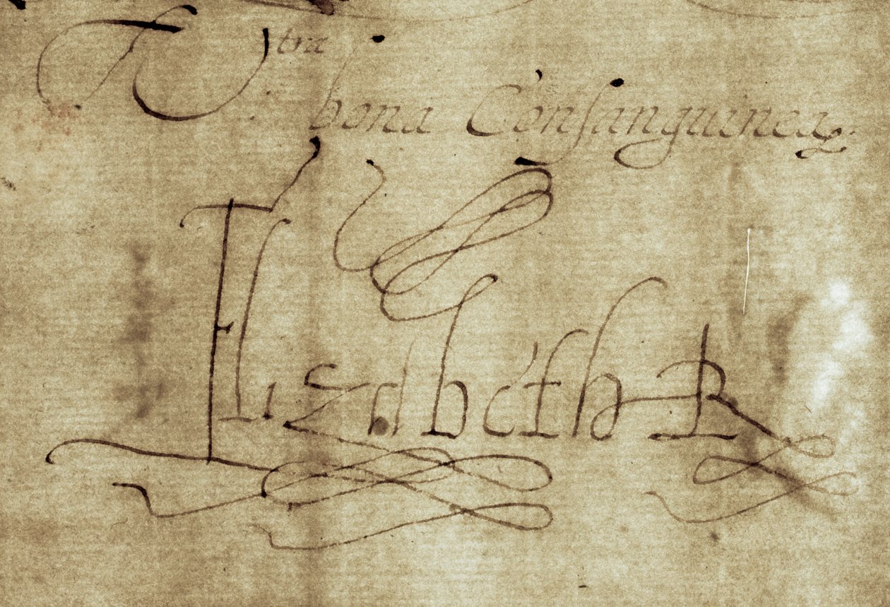 Aláírás Elizabeth R I. Erzsébet királynő részére alkotó: Nathan Benn