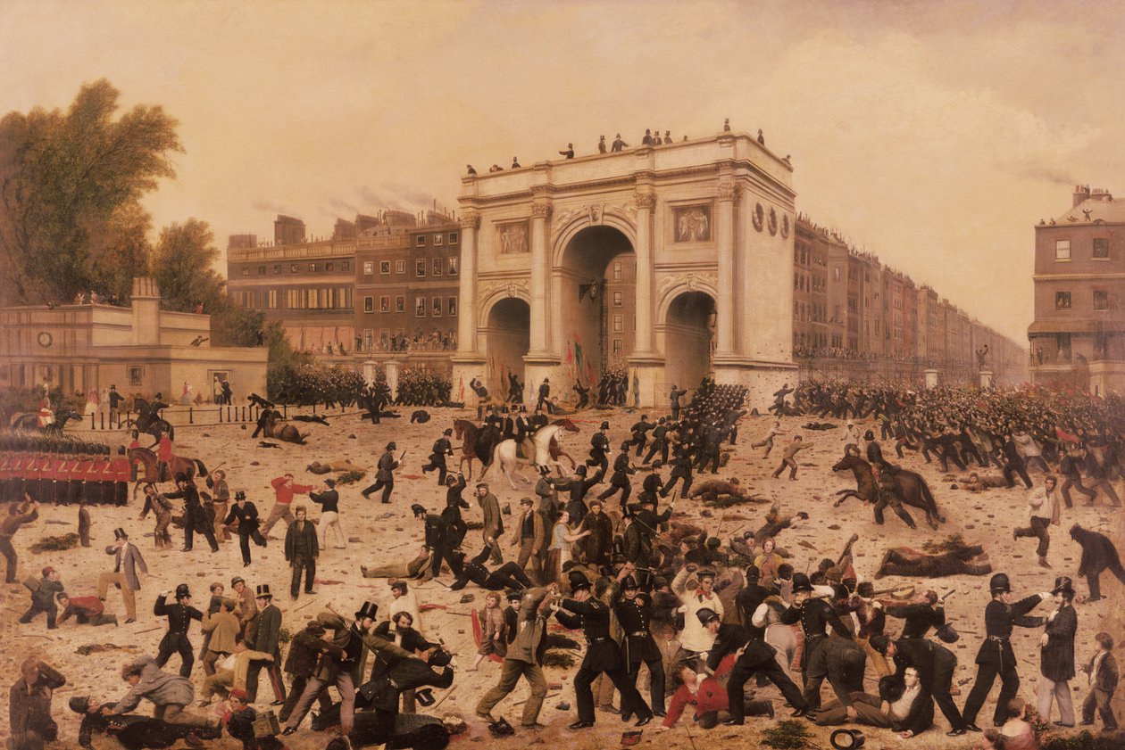 Férfiassági választójogi zavargások a Hyde Parkban, 1866 alkotó: Nathan Hughes
