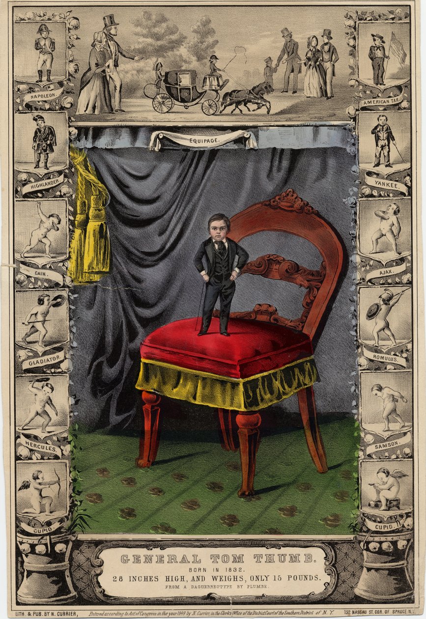 Tom Thumb tábornok, N. Currier, New York, Plumber dagerrotípiája alapján, 1849 alkotó: Nathaniel Currier