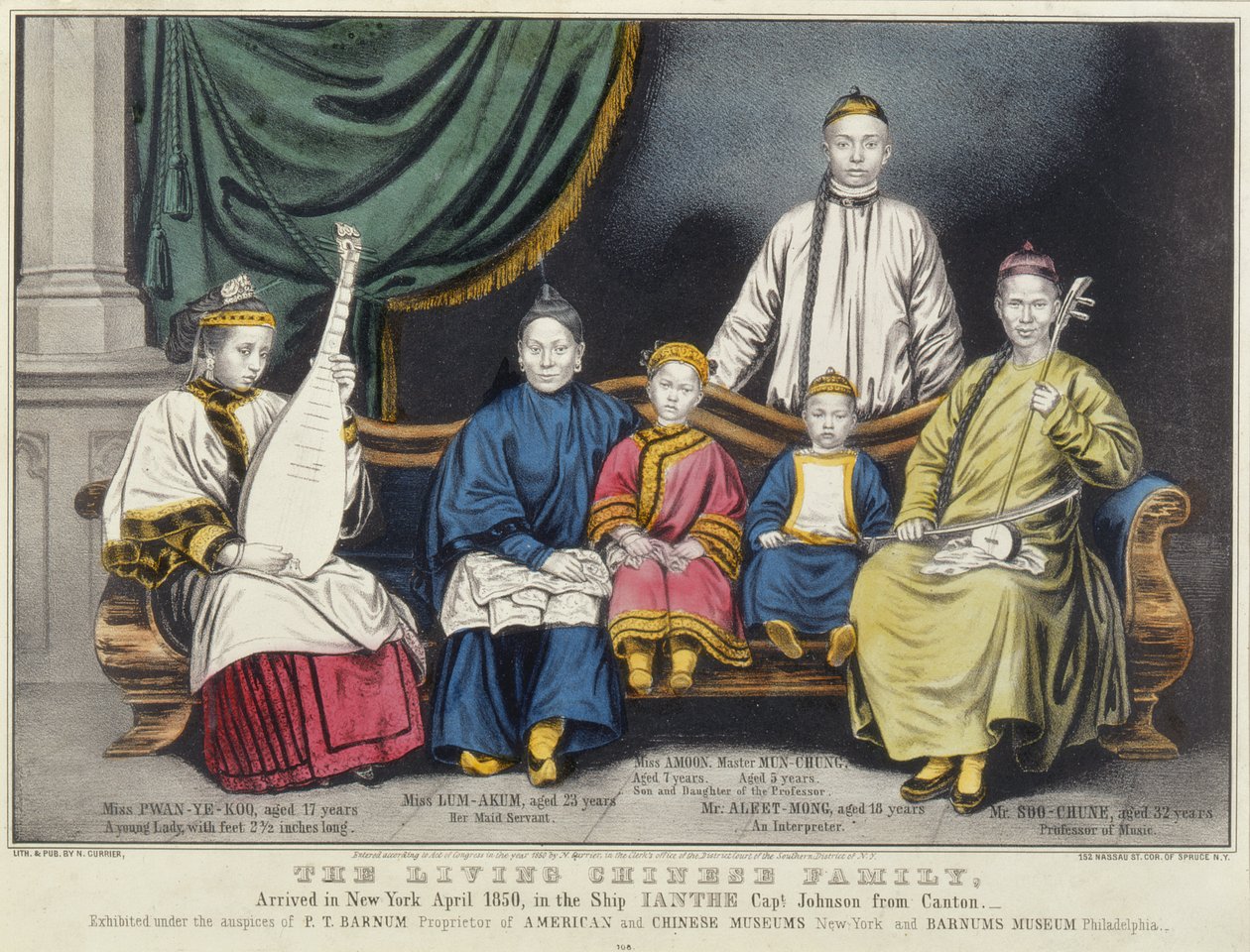 Az élő kínai családot reklámozó plakát, 1850 alkotó: Nathaniel Currier