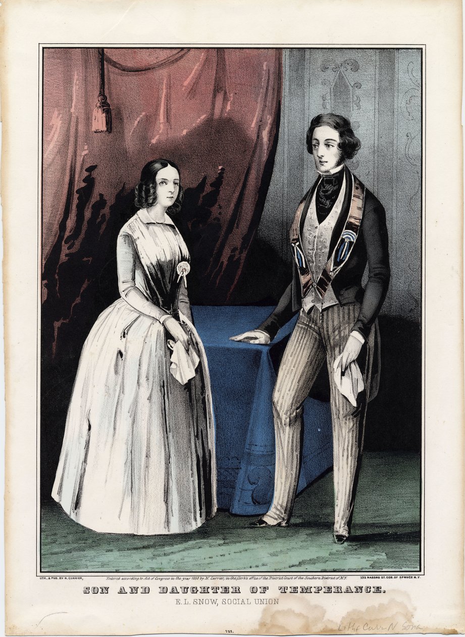 A mértékletesség fia és lánya: E.L. Snow, Szociális Unió, 1850 alkotó: Nathaniel Currier